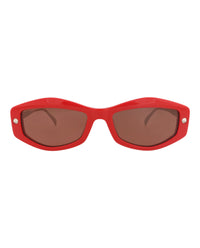 Alexander McQueen Womens Square/Rectangle Red Silver Brown Fashion Designer Eyewear