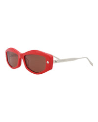 Alexander McQueen Womens Square/Rectangle Red Silver Brown Fashion Designer Eyewear