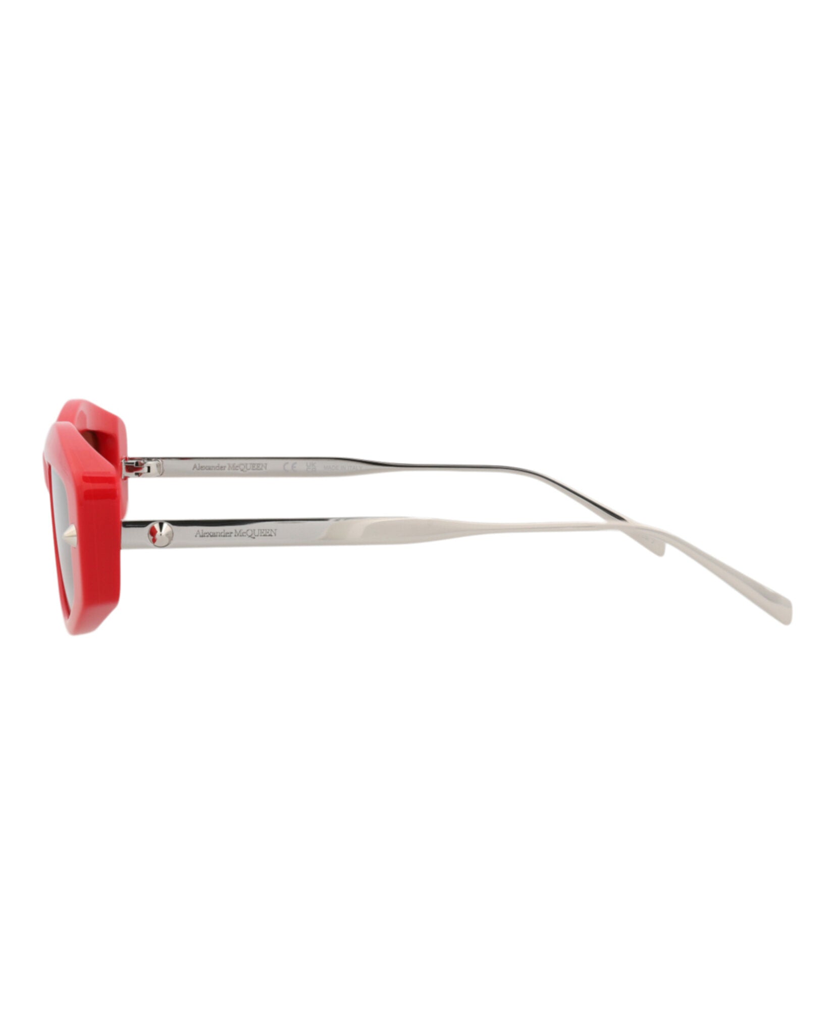 Alexander McQueen Womens Square/Rectangle Red Silver Brown Fashion Designer Eyewear