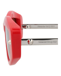 Alexander McQueen Womens Square/Rectangle Red Silver Brown Fashion Designer Eyewear