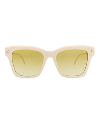 Alexander McQueen Womens Square/Rectangle Ivory Gold Yellow Fashion Designer Eyewear