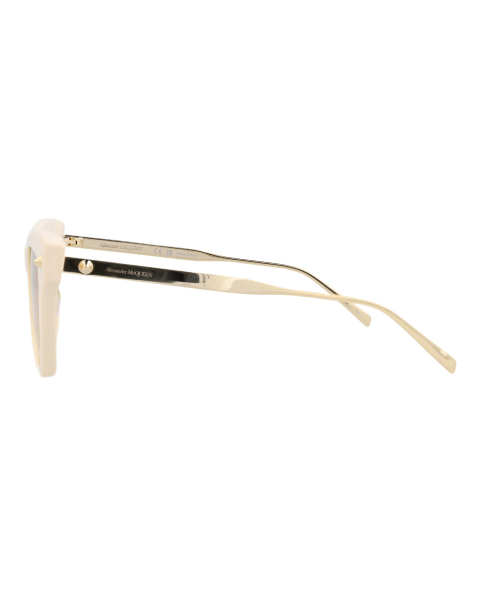 Alexander McQueen Womens Square/Rectangle Ivory Gold Yellow Fashion Designer Eyewear