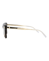 Alexander McQueen Womens Square/Rectangle Havana Gold Transparent Fashion Designer Eyewear