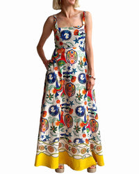 Amina Glam Linen-Blend Maxi Dress