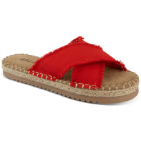 Kelt Womens Canvas Criss-Cross Slide Sandals 5 Medium Red Canvas