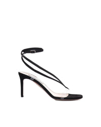 Aquazzura Suede Clear Strap Heels Women Black Pumps