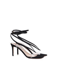 Aquazzura Suede Clear Strap Heels Women Black Pumps