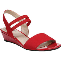 Yolo Womens Strapp Ankle Strap Wedge Sandals Red
