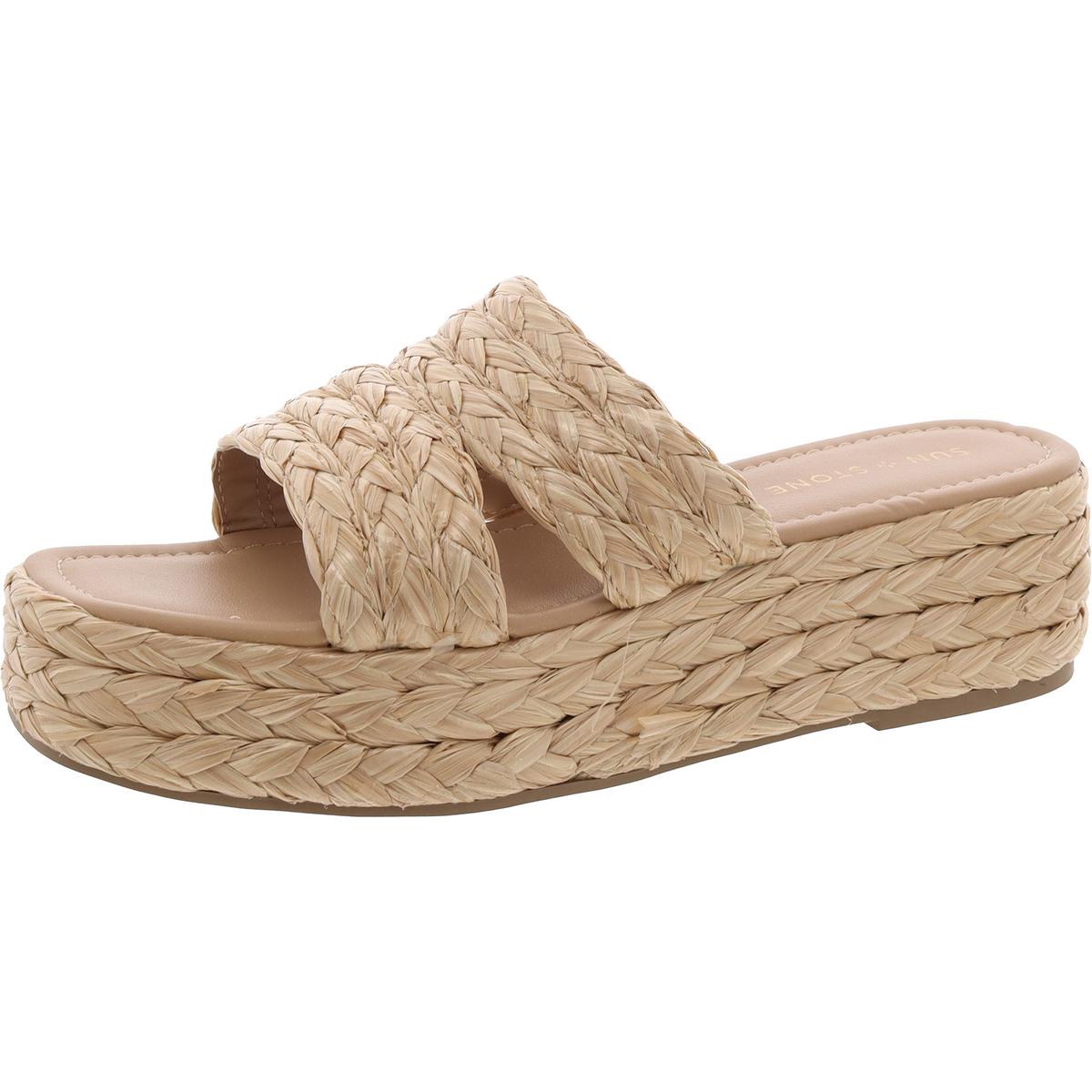 Womens Padded Insole Straw Wedge Sandals