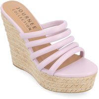 CYNTHIE Womens Comfort Insole Faux Leather Wedge Sandals 8 Medium Lavender