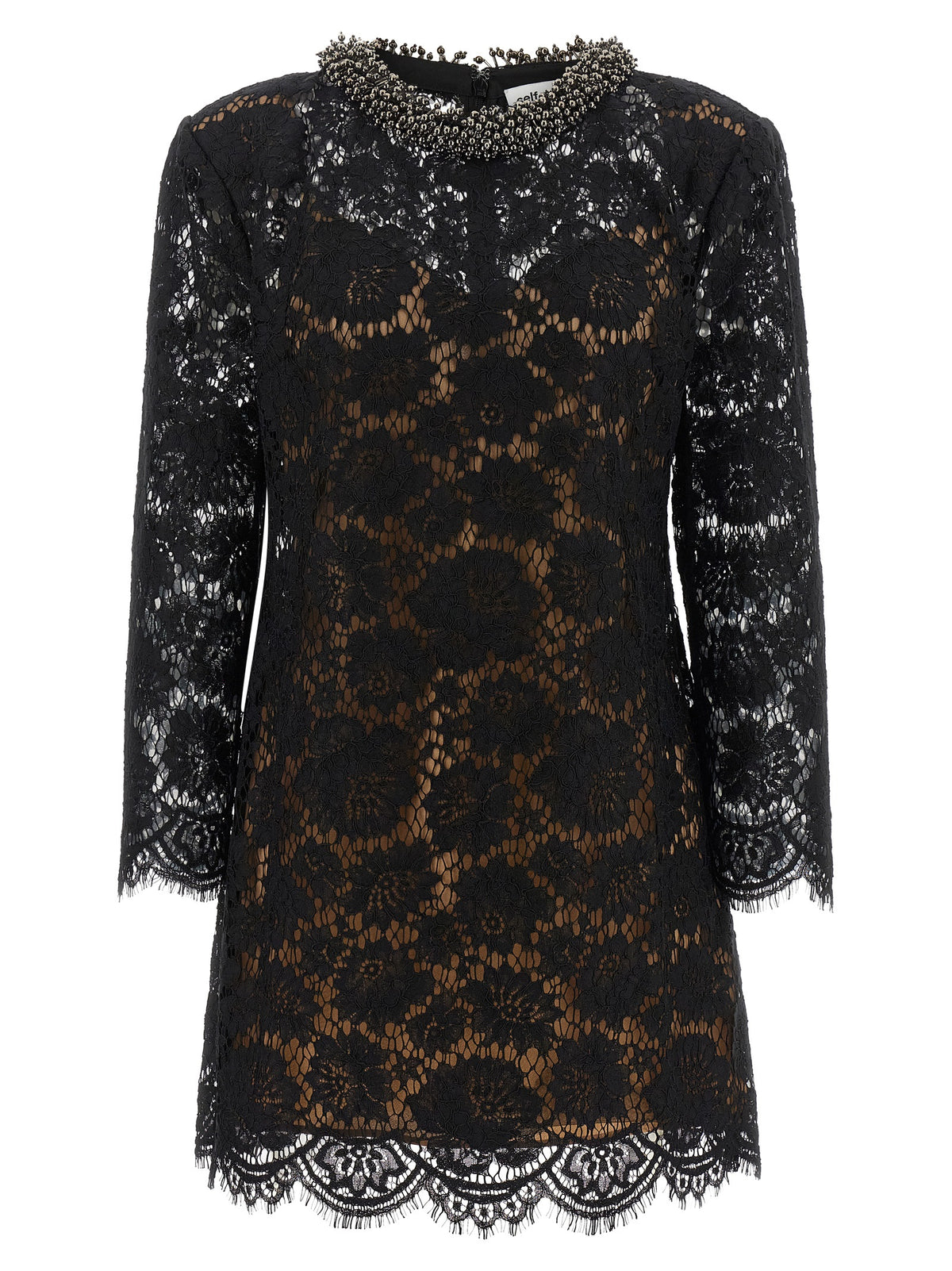 Self Portrait Women Lace Dress With Jewel Collar