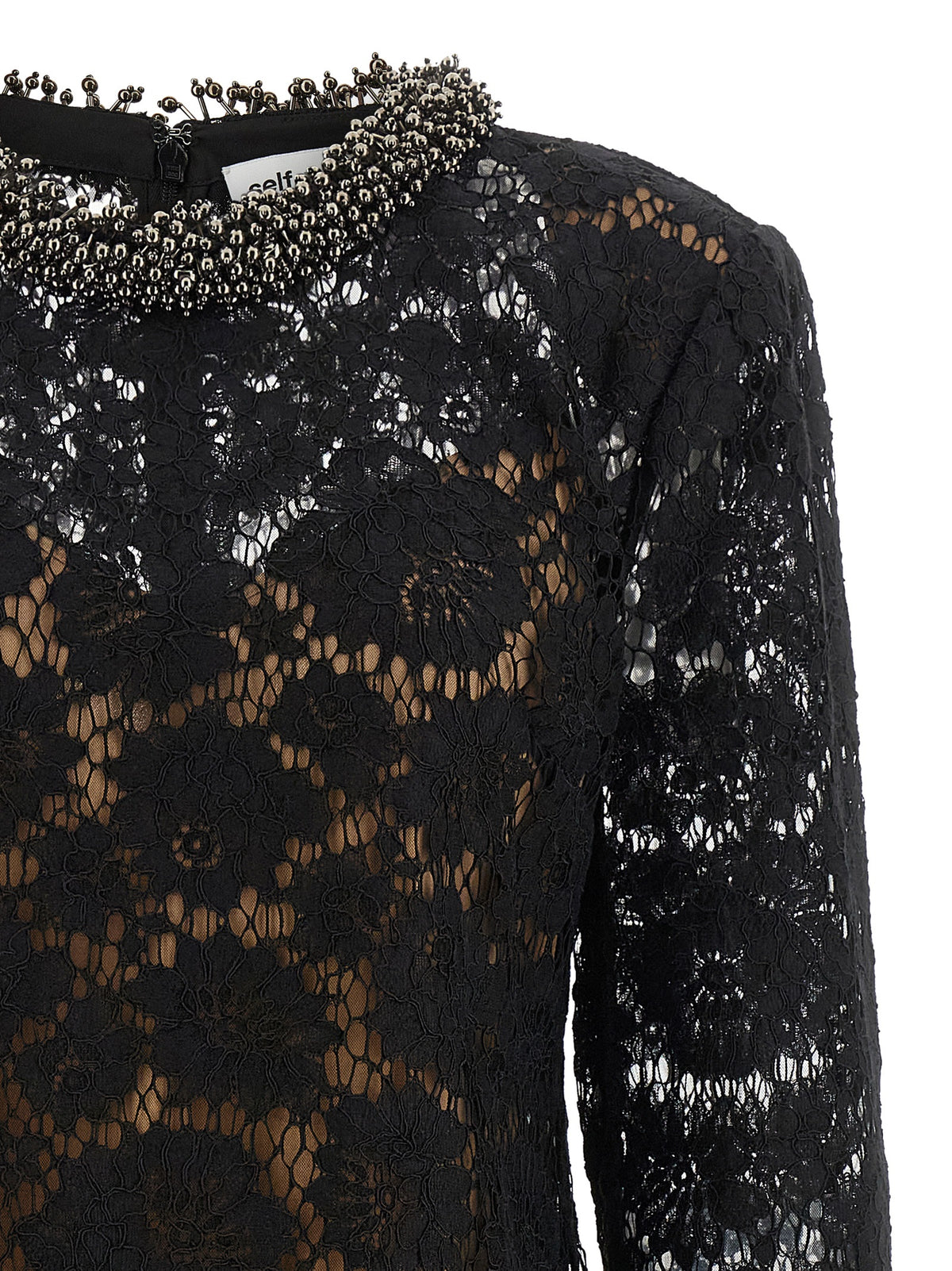 Self Portrait Women Lace Dress With Jewel Collar