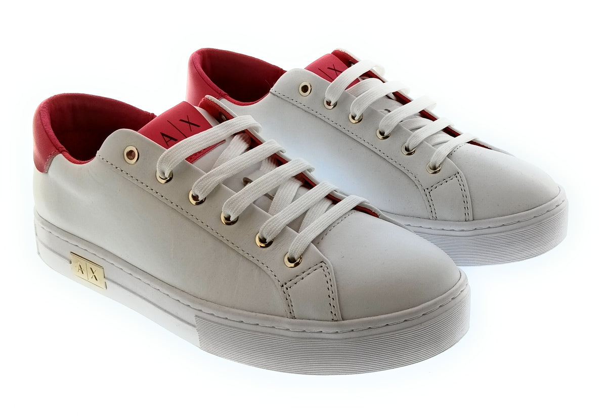 Armani Exchange Armani Exchange Women's White and Red Low-Top Sneakers-10.5
