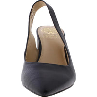 Womens Leather Block Heel Slingback Heels