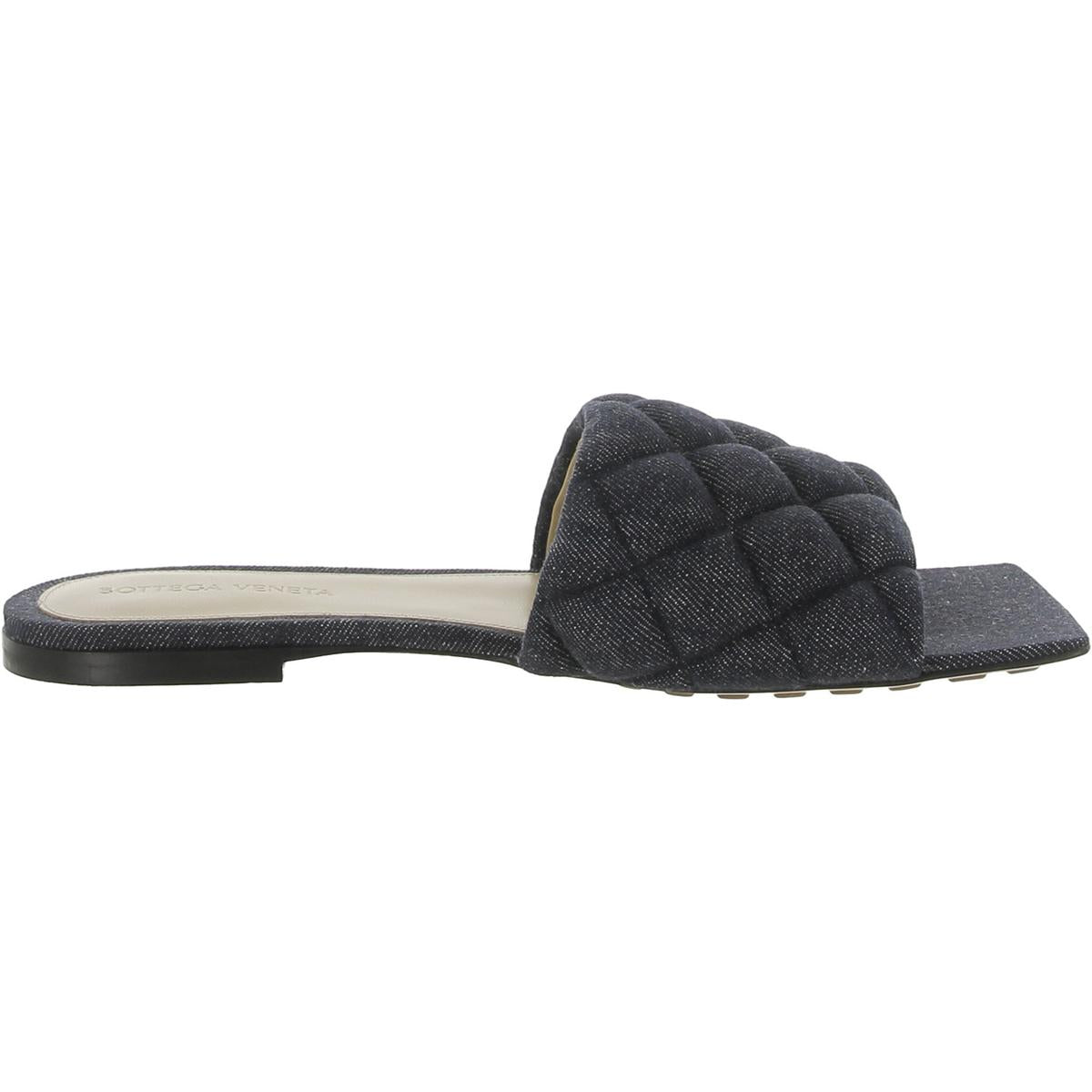 Womens Leather Quilted Slide Sandals
