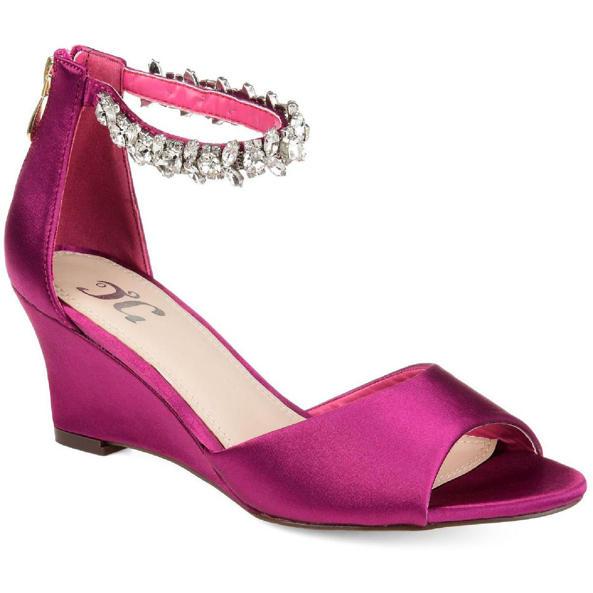 Connor Womens Satin Ankle Strap Wedge Sandals