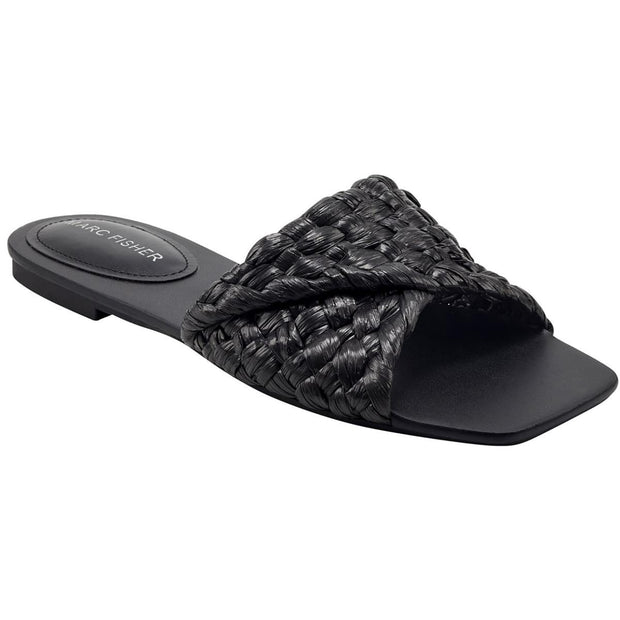 Moral Womens Faux Leather Woven Slide Sandals