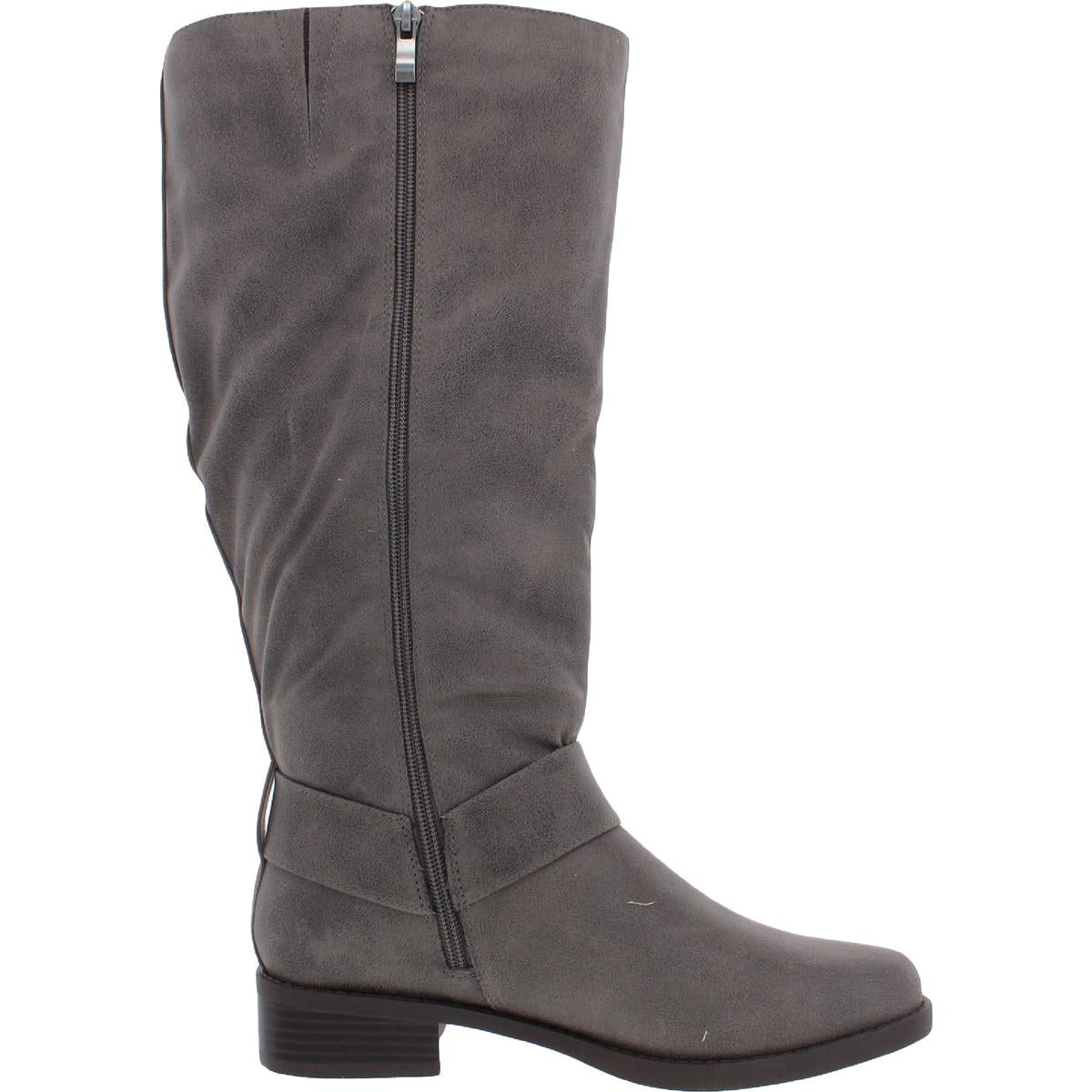 Womens Faux Suede Wide Calf Mid-Calf Boots