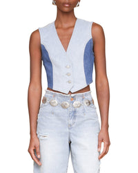 Avec Les Filles Colorblocked Cropped Vest