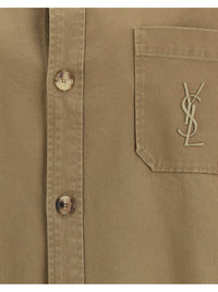Saint Laurent Women Cassandre Overshirt In Cotton And Linen Gabardine