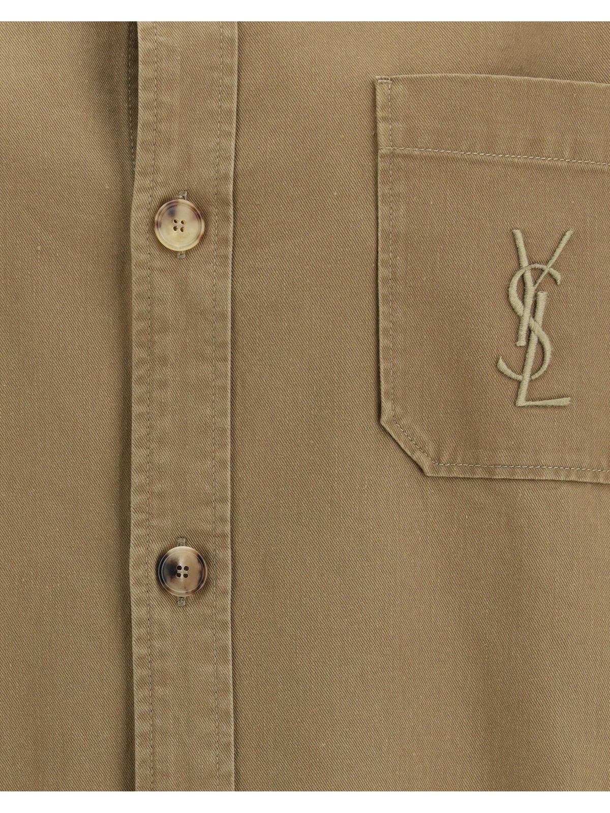 Saint Laurent Women Cassandre Overshirt In Cotton And Linen Gabardine