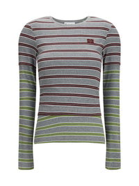 GANNI Ganni Women Double-Sleeve Striped Cotton T-Shirt