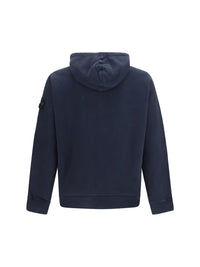 Stone Island Men Cotton Hoodie With Zip And Compass Logo