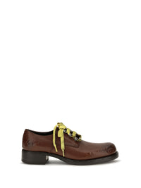 Prada Women Antique Leather Lace-Up Loafers