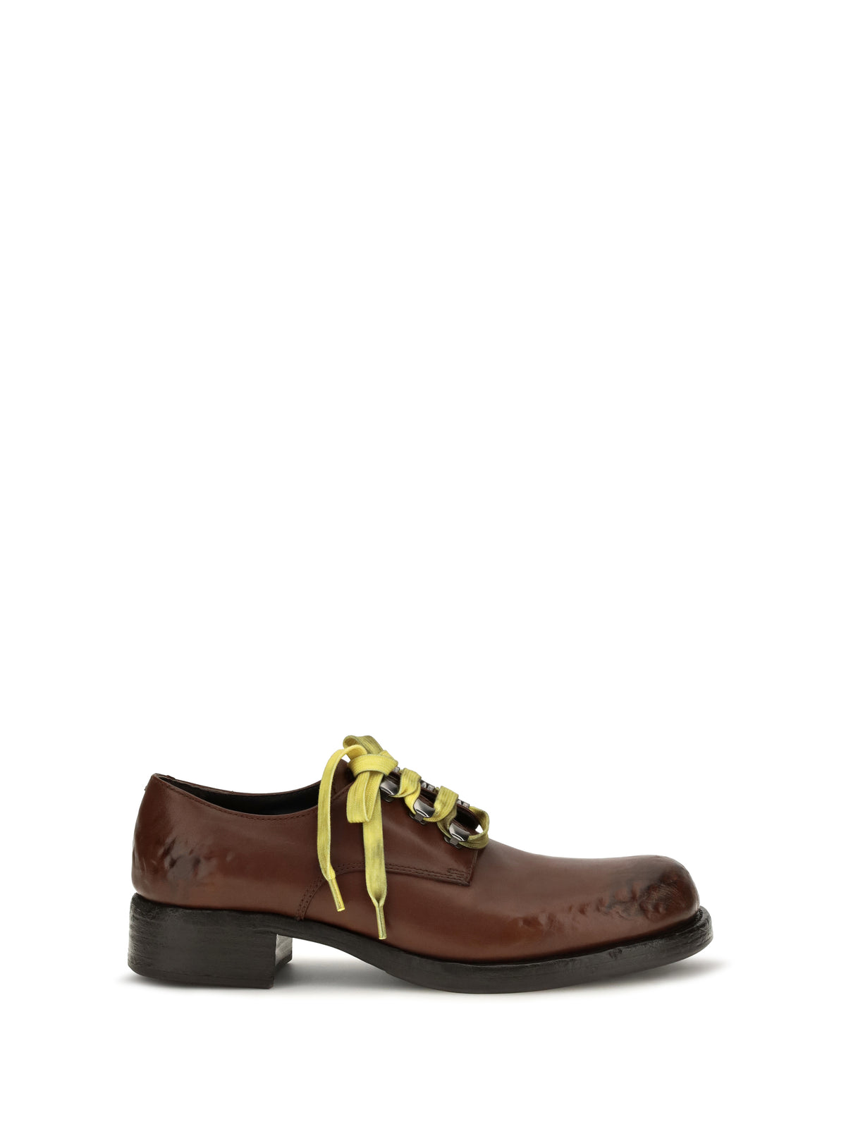 Prada Women Antique Leather Lace-Up Loafers