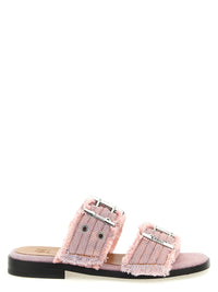 GANNI Ganni Women 'Feminine Buckle Fringed Denim' Sandals
