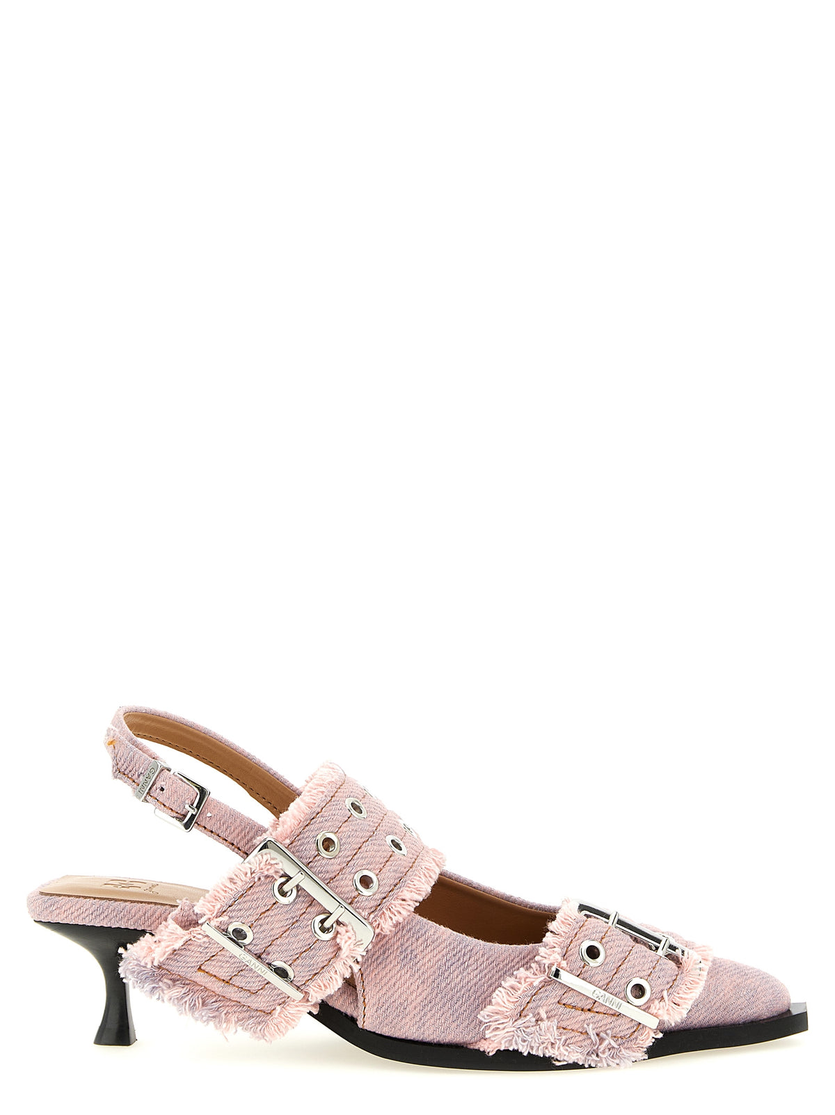 GANNI Ganni Women 'Feminine Buckle Fringed Denim' Slingback
