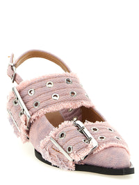 GANNI Ganni Women 'Feminine Buckle Fringed Denim' Slingback