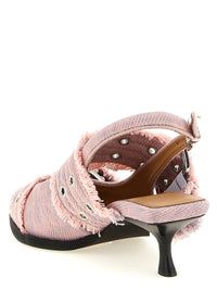 GANNI Ganni Women 'Feminine Buckle Fringed Denim' Slingback