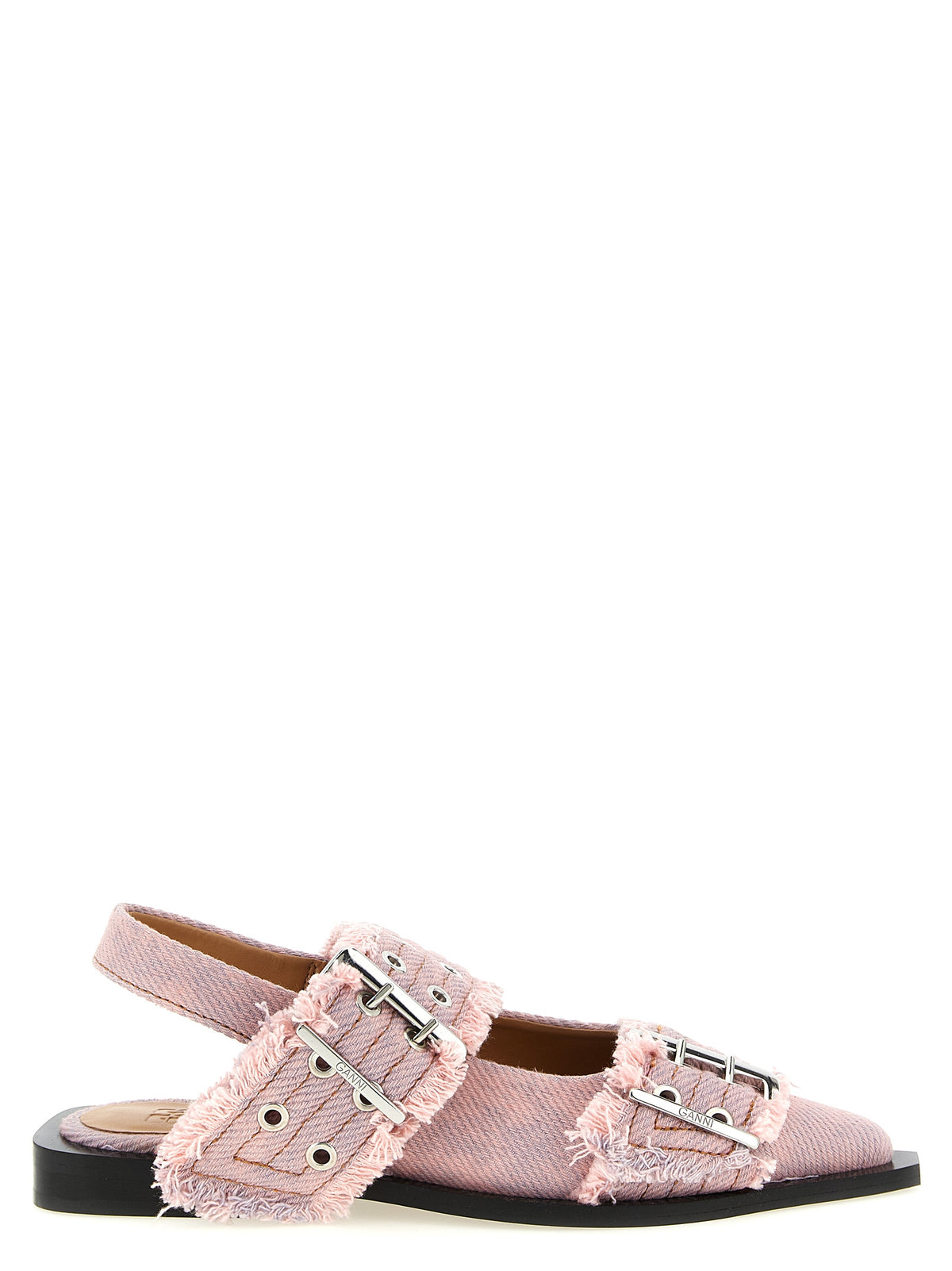 Ganni Women 'Feminine Buckle Fringed Denim' Slingback