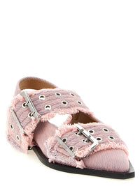 Ganni Women 'Feminine Buckle Fringed Denim' Slingback