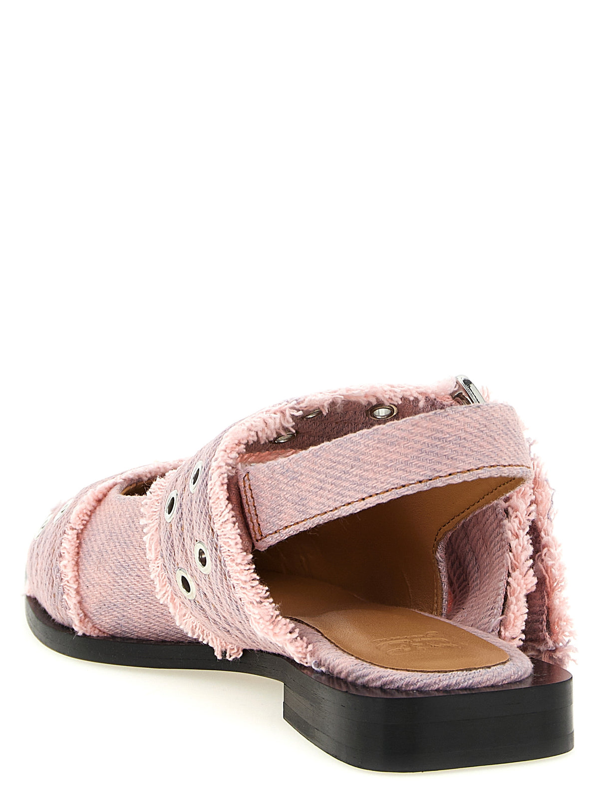 Ganni Women 'Feminine Buckle Fringed Denim' Slingback