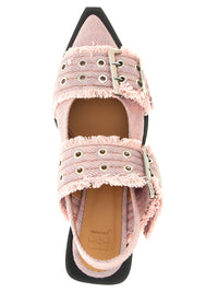 Ganni Women 'Feminine Buckle Fringed Denim' Slingback