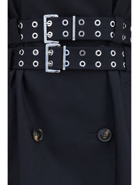 GANNI Ganni Women Double-Breasted Cotton Trench Coat With Double Belt