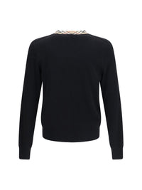 Burberry Men Check Trim Wool Sweater