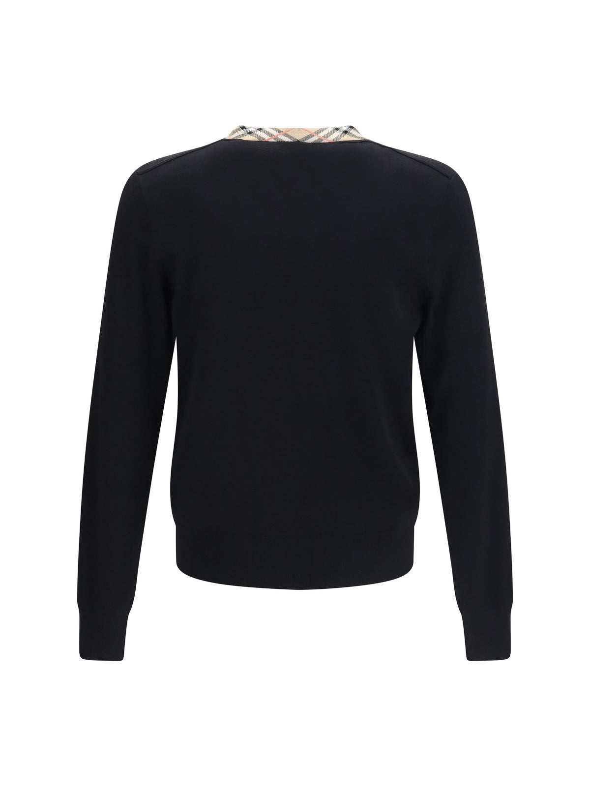 Burberry Men Check Trim Wool Sweater
