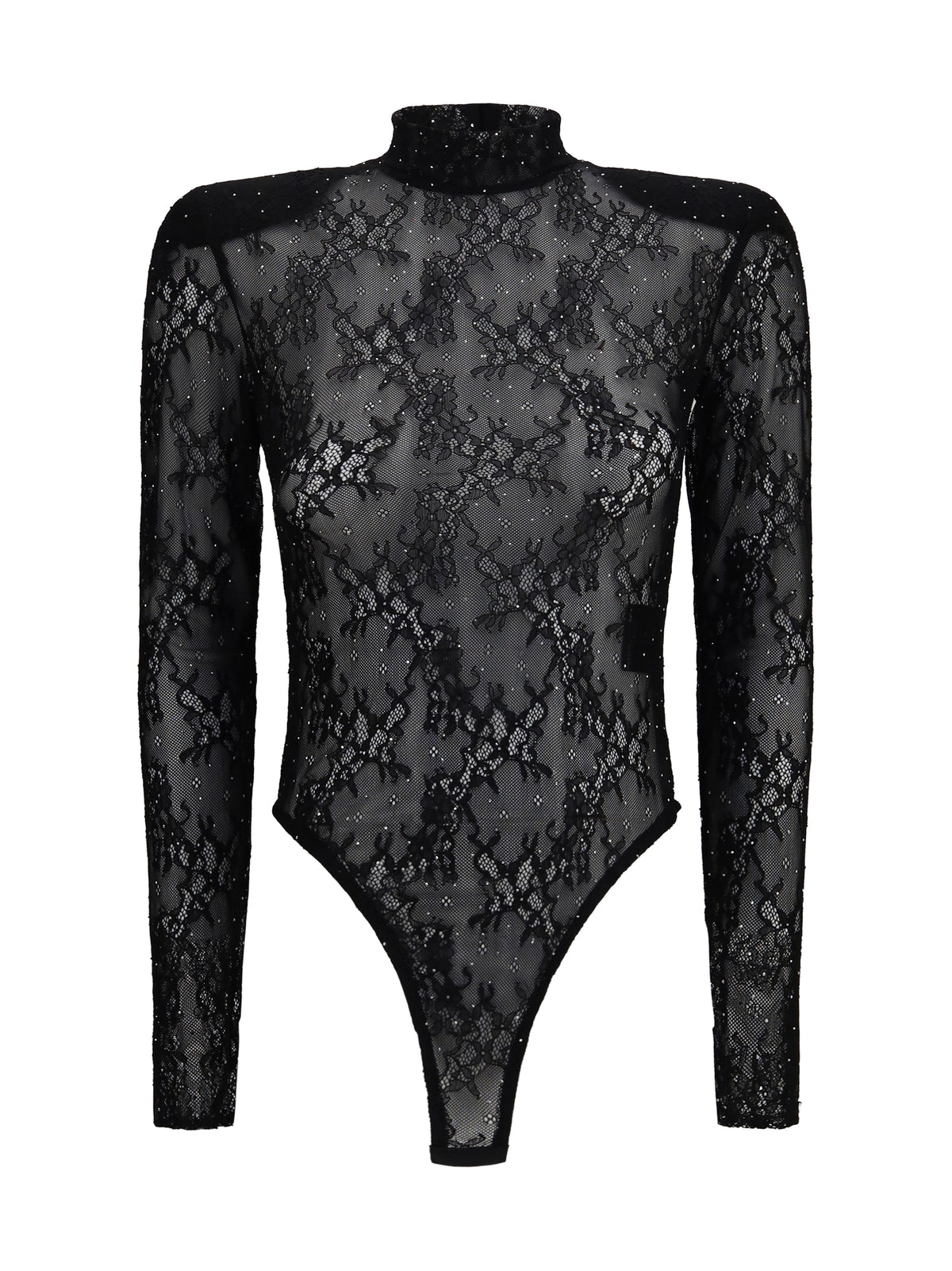Nissa Women Long-Sleeve Lace And Rhinestone Bodysuit