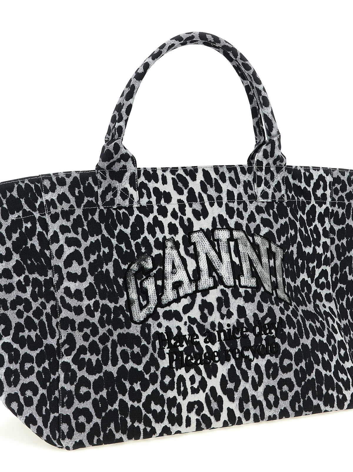 Ganni Women 'Leopard Sequin Xxl Tote' Shopping Bag