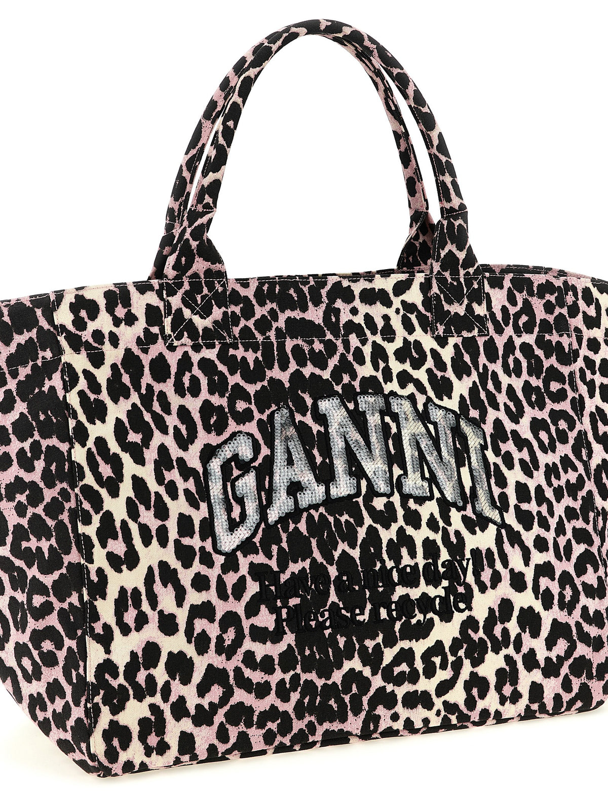 Ganni Women 'Leopard Sequin Xxl Tote' Shopping Bag