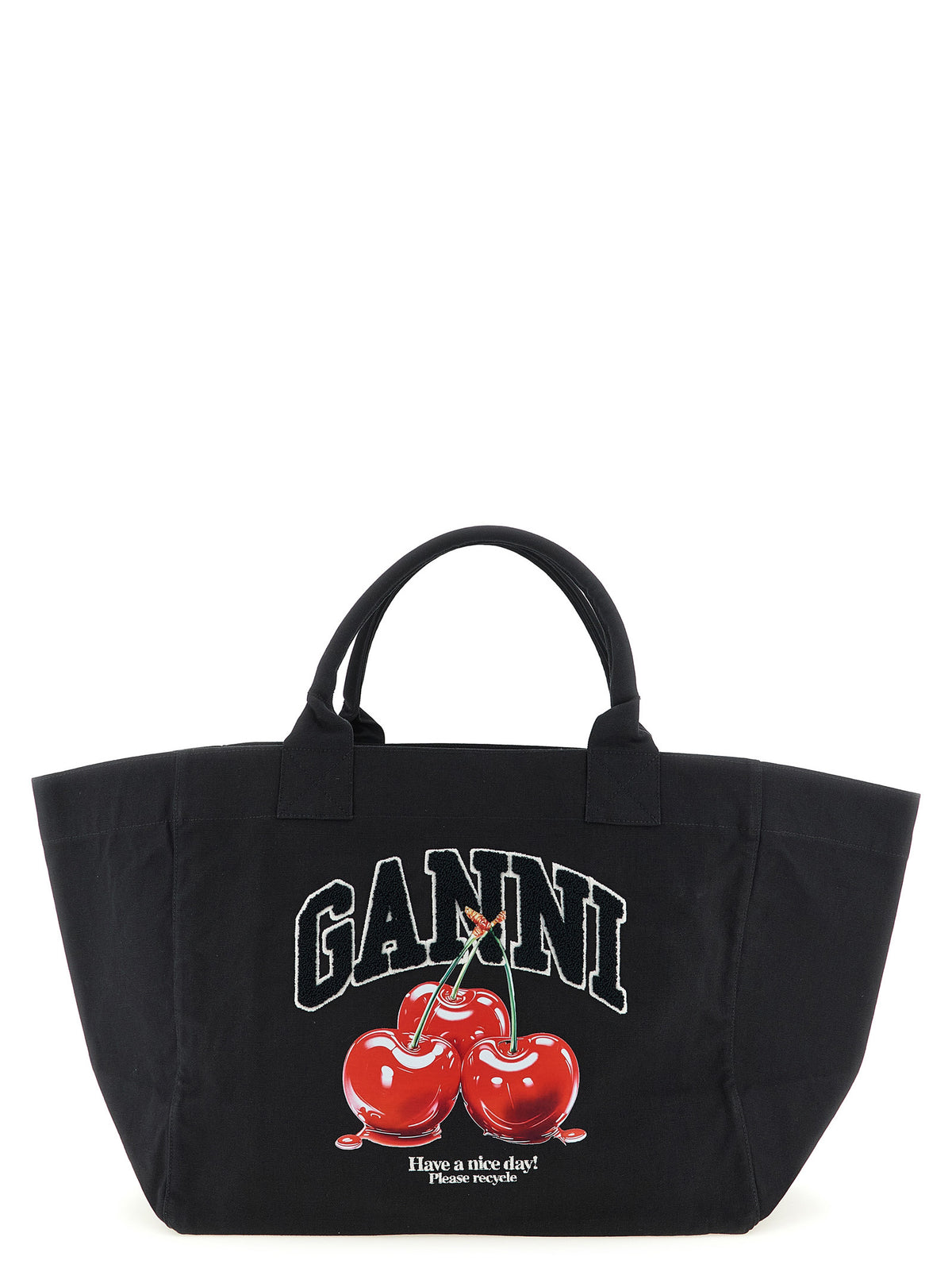Ganni Women 'Black Xxl Cherry Tote' Shopping Bag