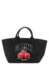 Ganni Women 'Black Xxl Cherry Tote' Shopping Bag