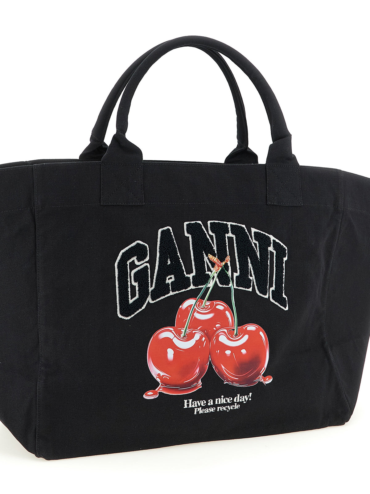 Ganni Women 'Black Xxl Cherry Tote' Shopping Bag