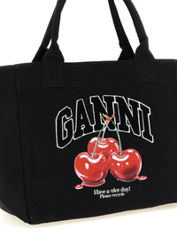 Ganni Women 'Black Medium Cherry Tote' Shopping Bag