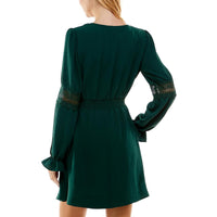 Juniors Womens Lace Trim Polyester Mini Dress