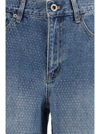 SELF-PORTRAIT Self-Portrait Women Straight-Leg Jeans With All-Over Rhinestones