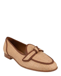Alexandre Birman Womens Grosgrain-Trim Raffia Loafers